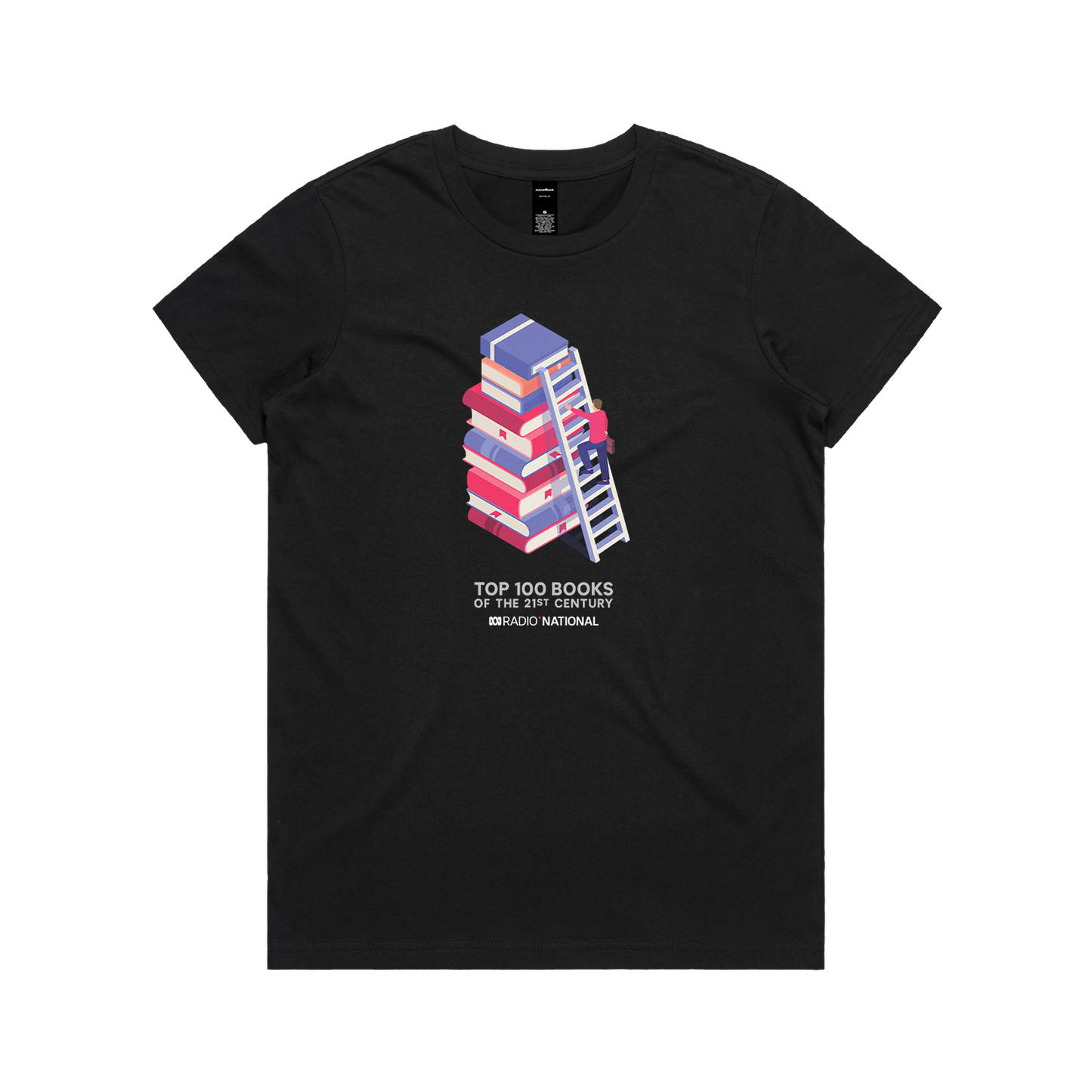 Top 100 Books Ladder Black Womens Tee