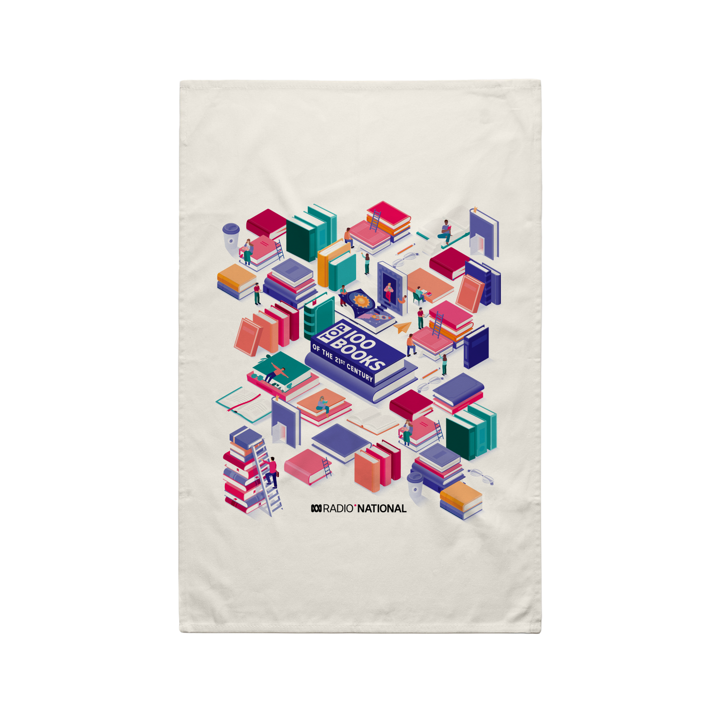 Top 100 Books Maze Cream Tea Towel