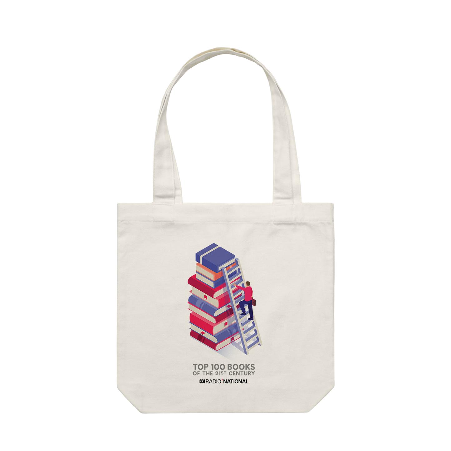 Top 100 Books Ladder Cream Tote
