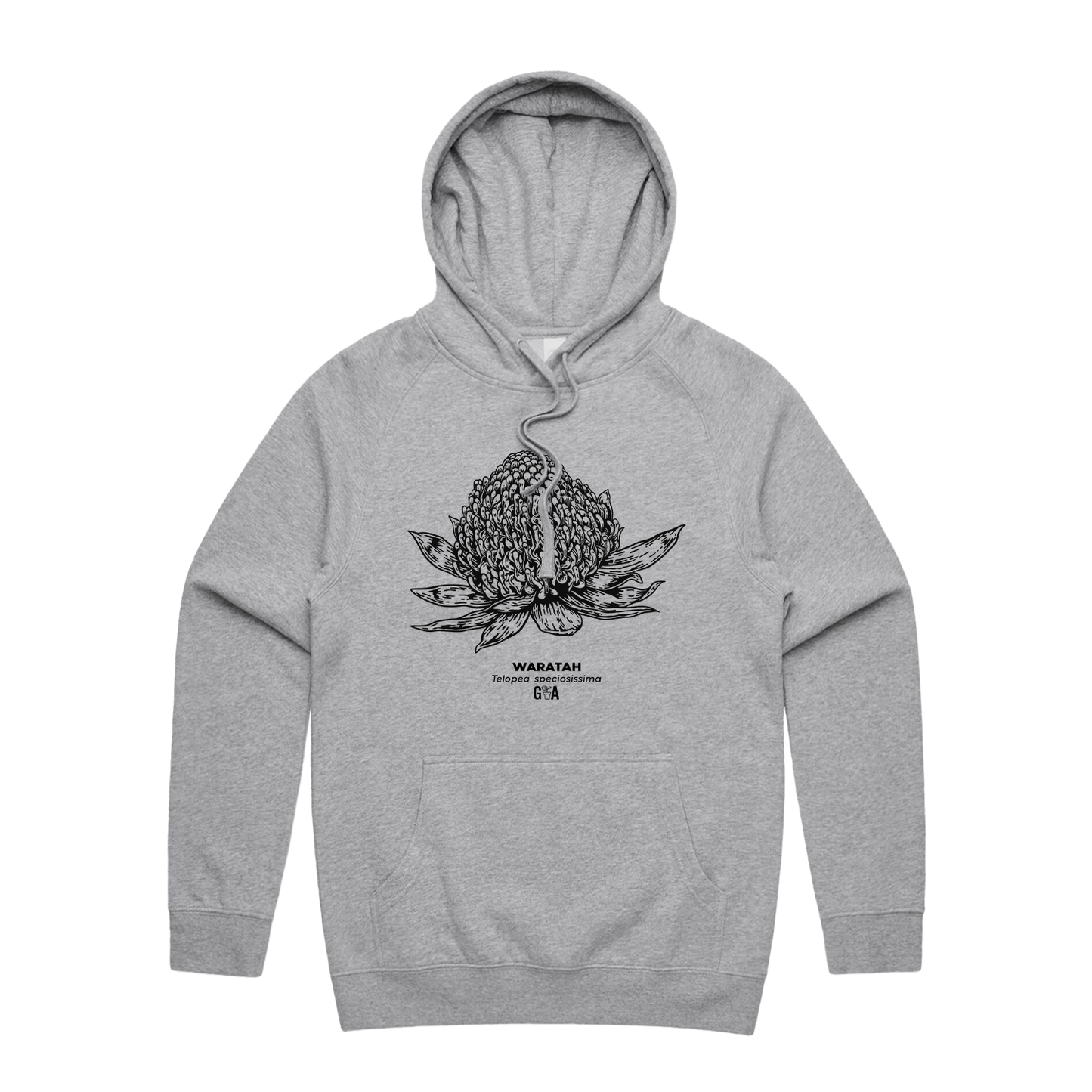 Waratah Telopea speciosissima Grey Marle Hoodie