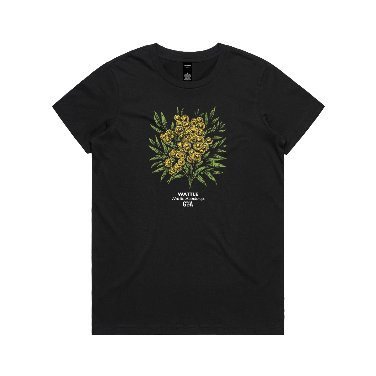 Wattle Acacia sp. Coloured Women's Tee Black