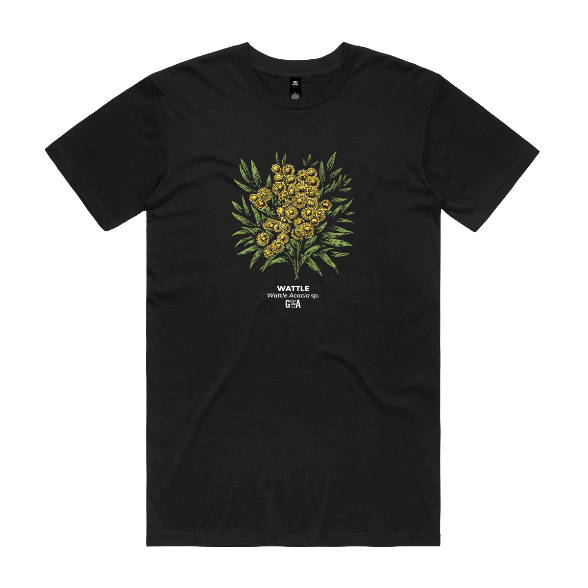 Wattle Acacia sp. Coloured Tee Black