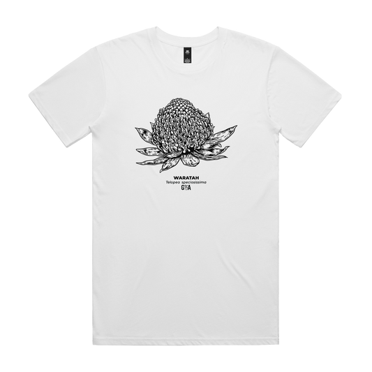 Waratah Telopea speciosissima White Tee