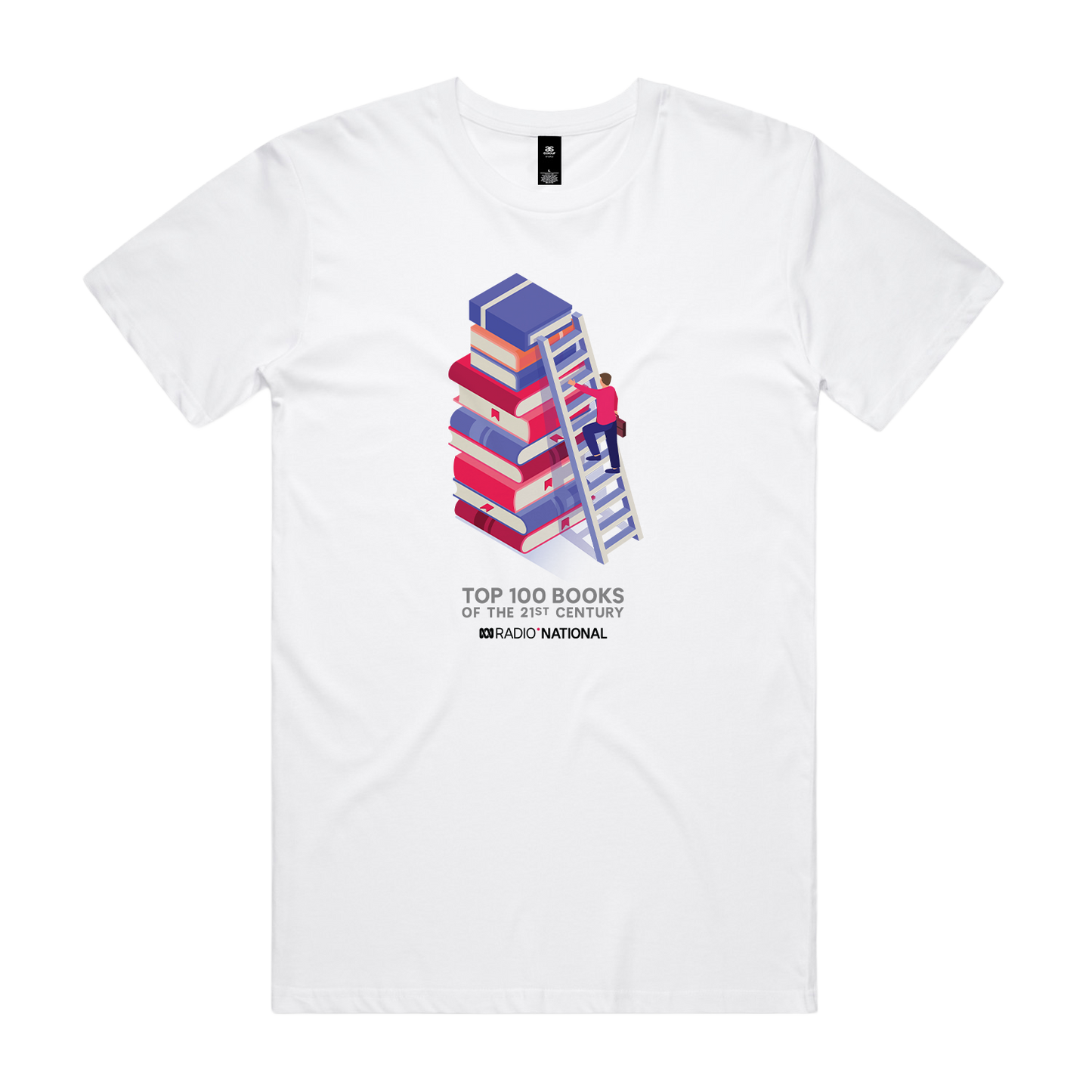 Top 100 Books Ladder White Tee