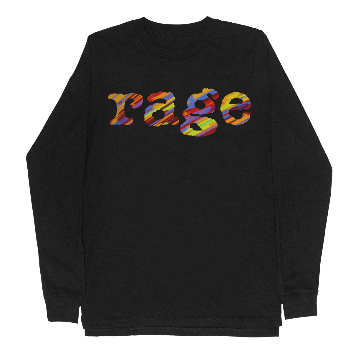 Black Unisex Long Sleeve with multicolour Rage Logo on Front