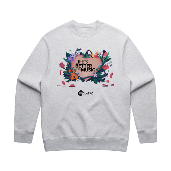 ABC Classic Life Is Better With Music Crewneck (White)