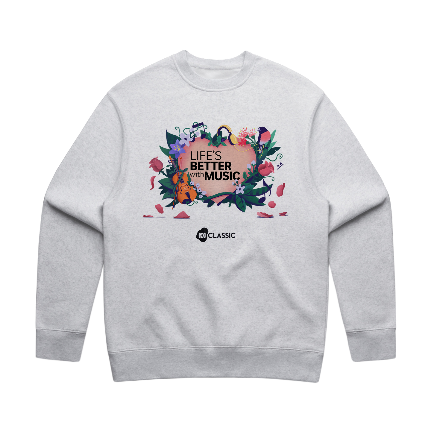 ABC Classic Life Is Better With Music Crewneck (White)