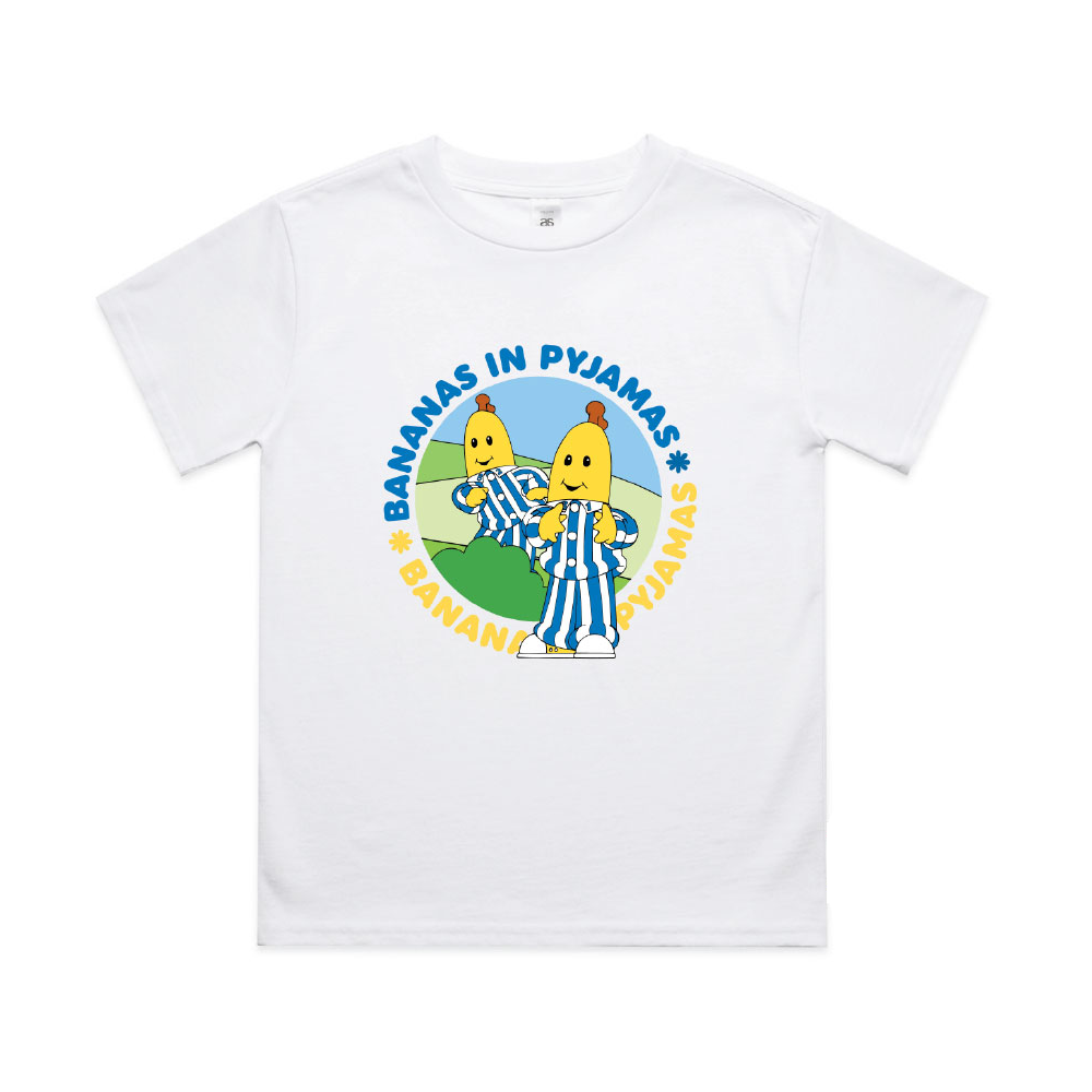 Bananas in Pyjamas Badge Kids Tee White