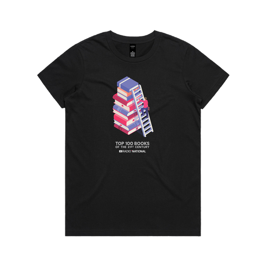 Top 100 Books Ladder Black Womens Tee