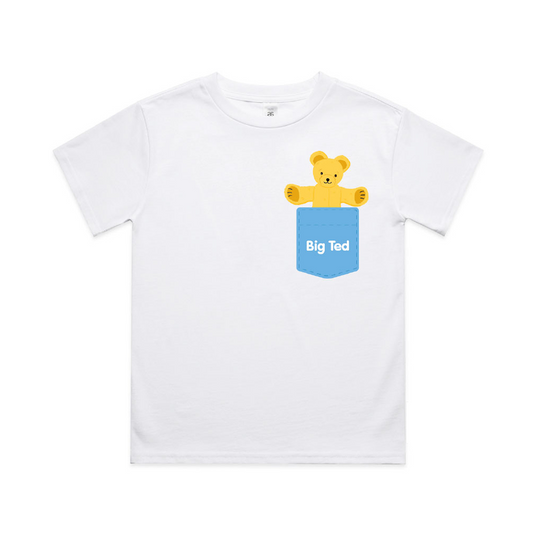 Play School Big Ted Pocket Kids Tee White