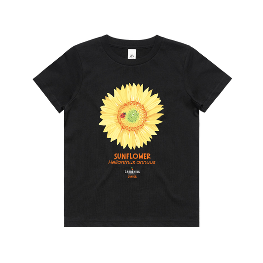 Gardening Australia Junior Sunflower Kids Tee Black