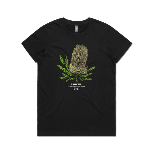 Banksia integrifolia Coloured Women's Tee Black