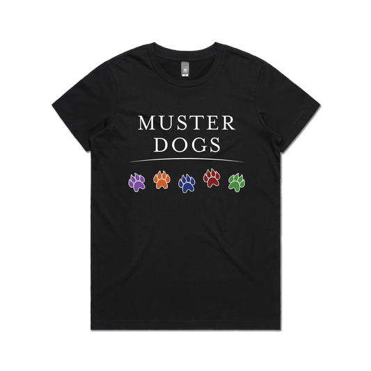 2026 Muster Dogs Paw Print Women's Tee Black