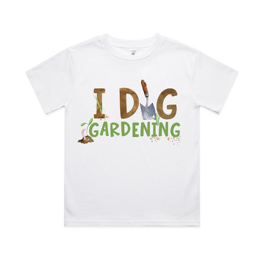 Gardening Australia Junior I Dig Gardening Kids Tee White