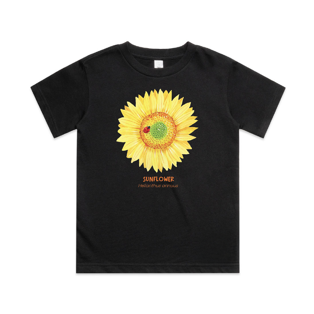 Gardening Australia Junior Sunflower Kids Tee Black