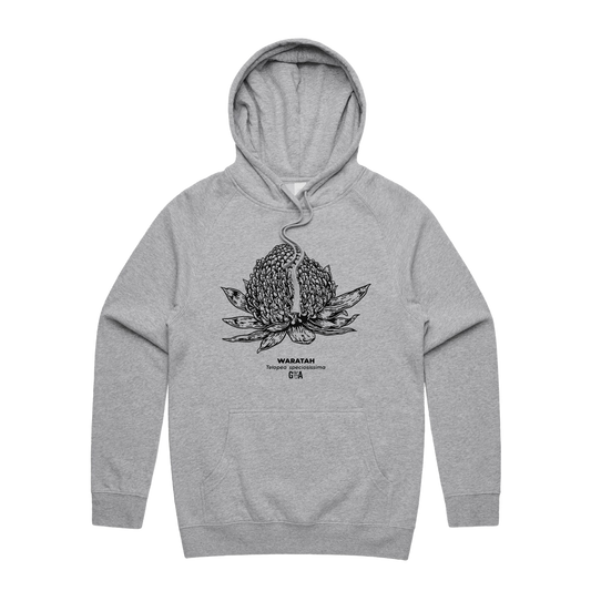 Waratah Telopea speciosissima Grey Marle Hoodie