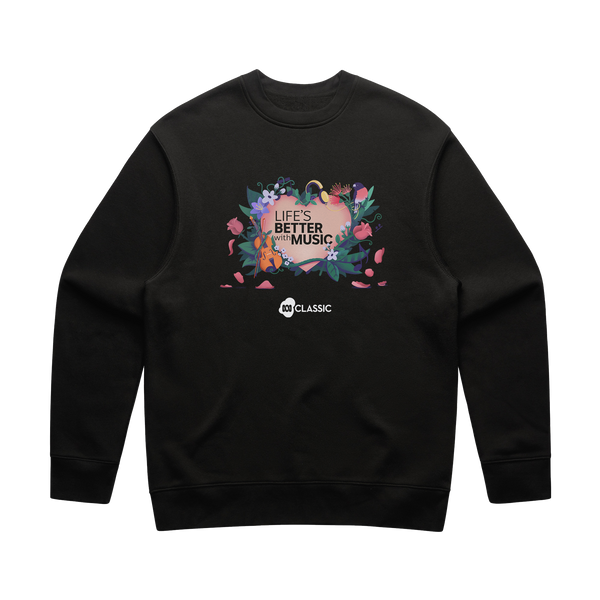 ABC Classic Life Is Better With Music Crewneck (Black)