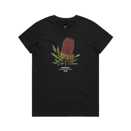 Banksia integrifolia Coloured Women's Tee Black