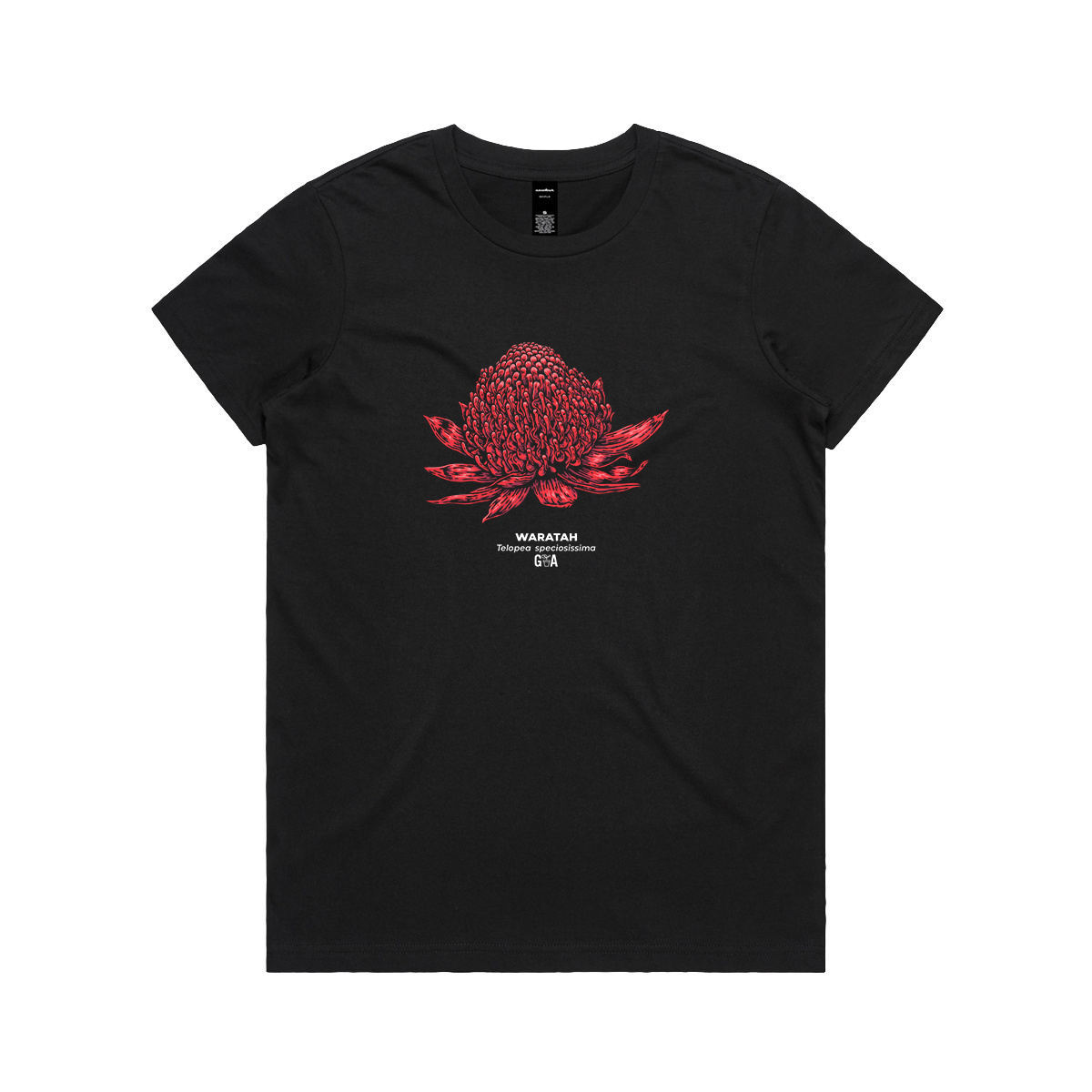 Waratah Telopea speciosissima Coloured Women's Tee Black