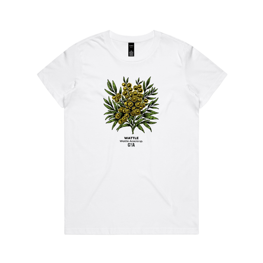 Wattle Acacia sp. Coloured Women's Tee White