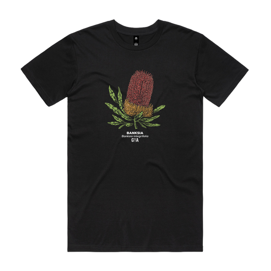 Banksia integrifolia Coloured Tee Black