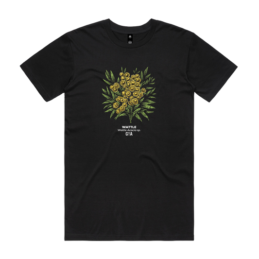 Wattle Acacia sp. Coloured Tee Black