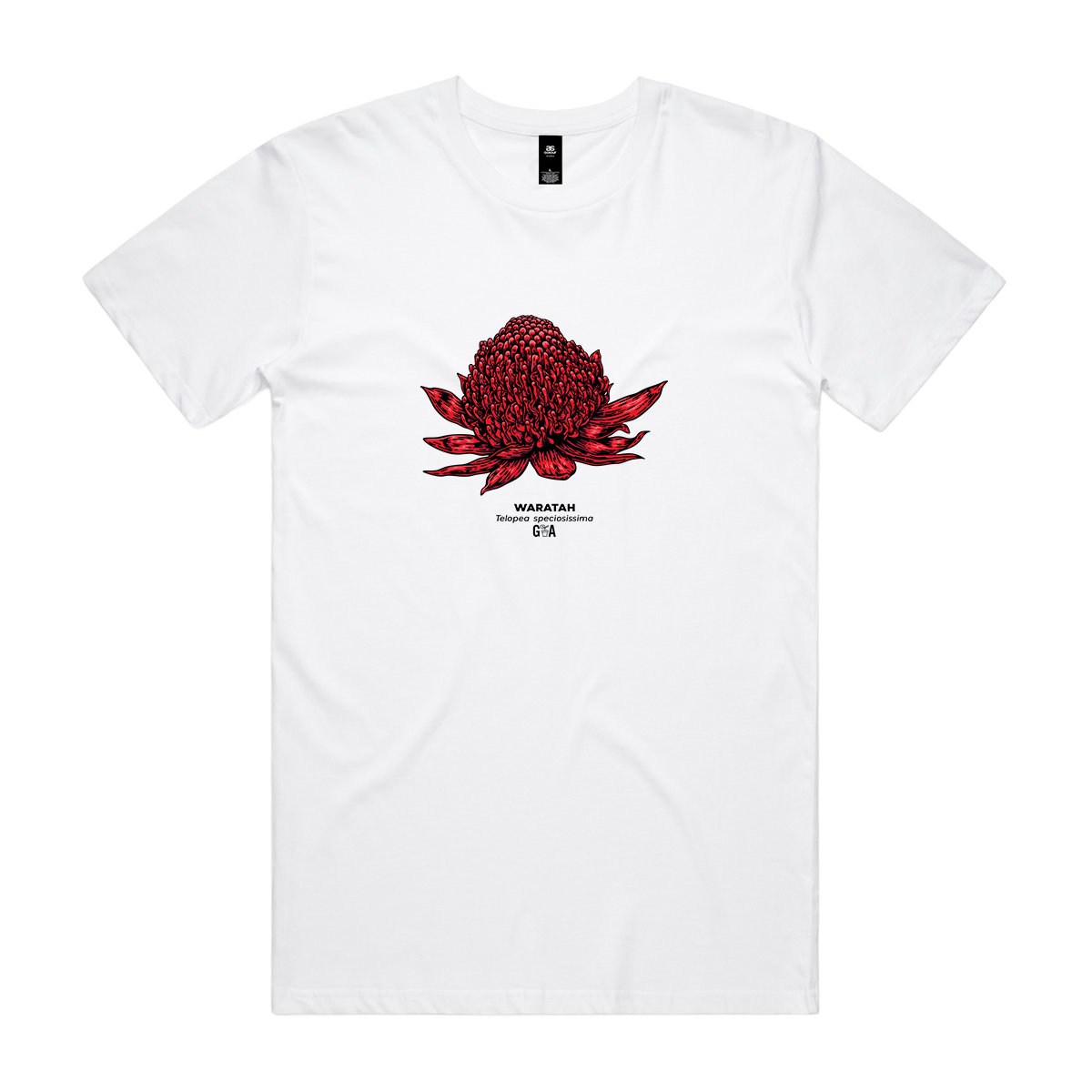 Waratah Telopea speciosissima Coloured Tee White