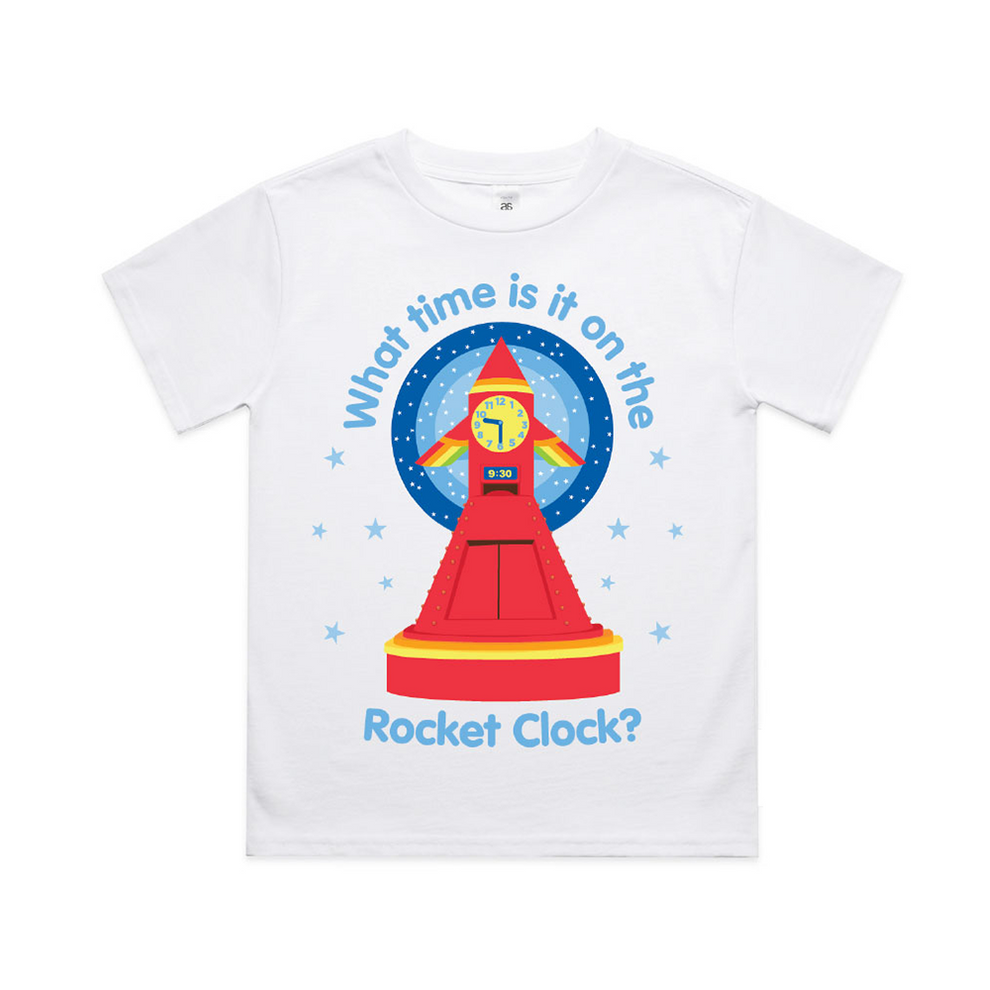 Play School Rocket Clock Kids Tee White – ABC Merch