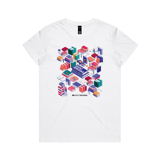 Top 100 Books Maze White Womens Tee