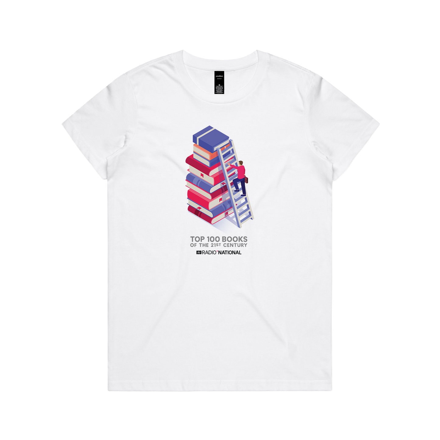 Top 100 Books Ladder White Womens Tee