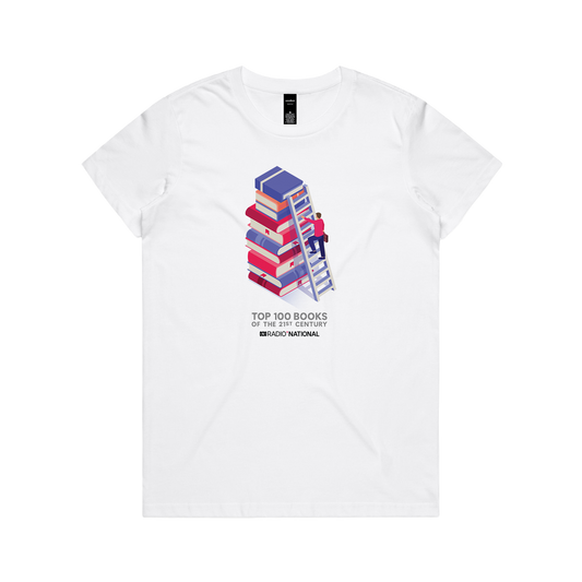 Top 100 Books Ladder White Womens Tee