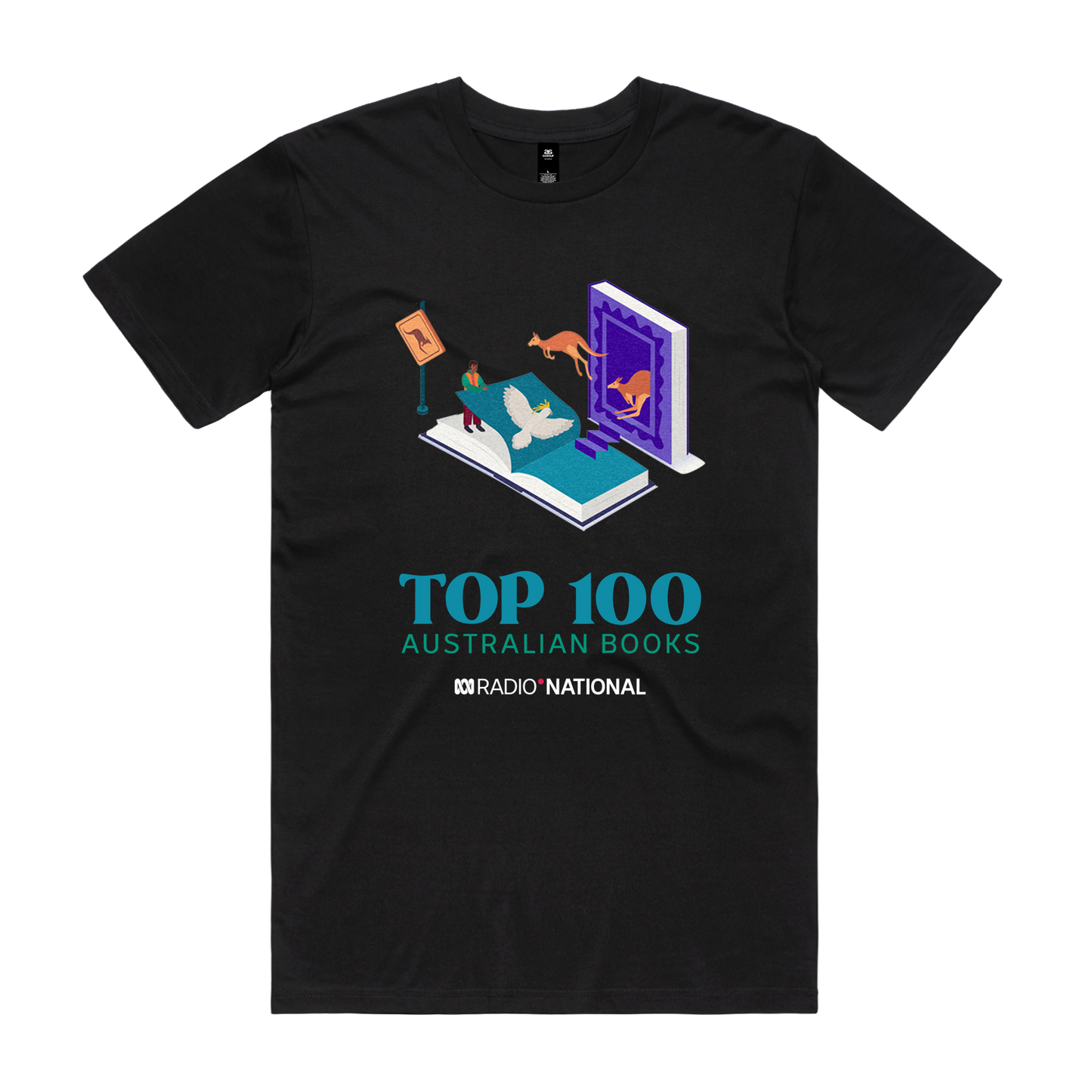 Top 100 Australian Books - Animals Tee — Black front