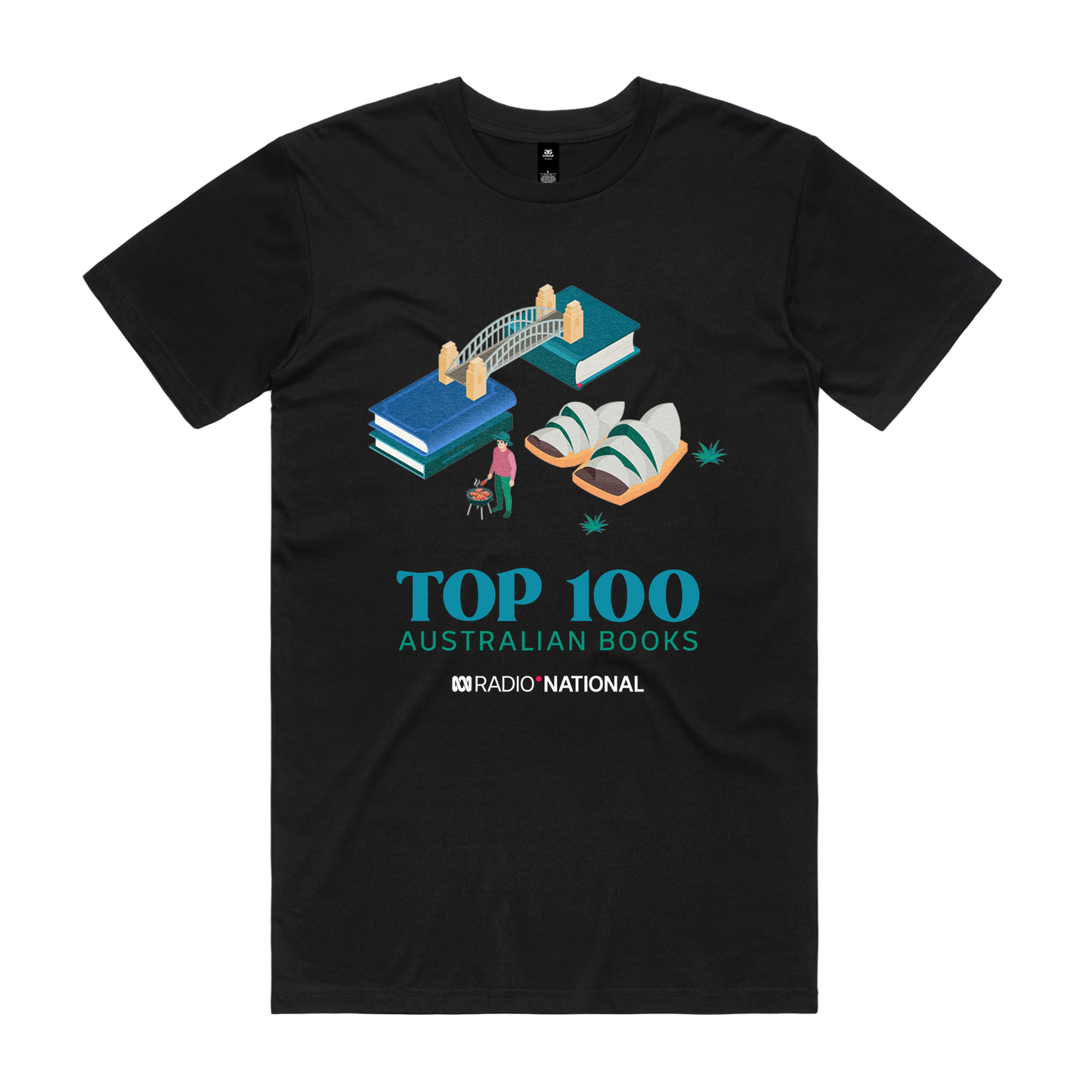 Top 100 Australian Books - Sydney Tee — Black front