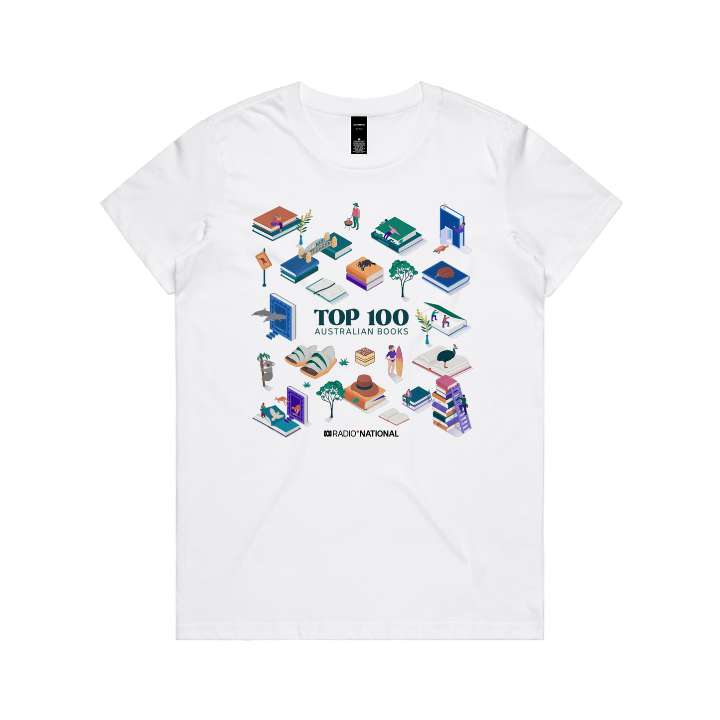 Top 100 Australian Books - Collage Womens Tee — White front