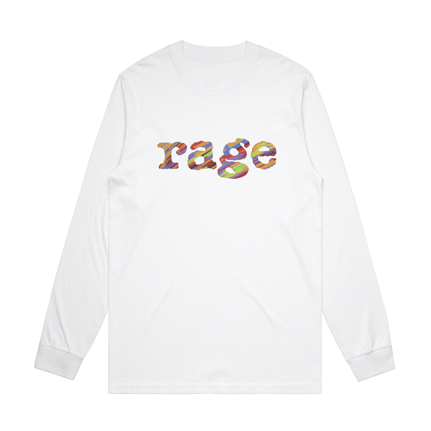 White Long Sleeve with Rage Logo Design on Front